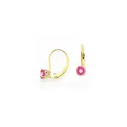 14k Yellow Gold 5mm Pink Tourmaline leverback earring