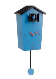 KOOKOO BirdHouse Blue, modern design cuckoo clock with 12 natural bird voices...