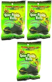 Alamo Candy Sour Pickle Balls 1 Ounce Pack of 3 Sour Snacks