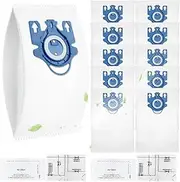 10 Pack 3D Airclean GN Vacuum Bags Compatible with Miele Complete C3,Complete C2,Complete C1,Classic C1, S227 S240, S270 S280,S5,S8 S400i-S456i Series Vacuum Cleaner-2 Motor Filters&2 Exhaust Filters