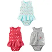 Carter's Baby Girl Sunsuits Rompers 3pcs Lot Kitty Rainbow Polka Dot 12 mons $54