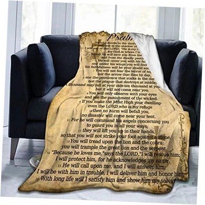 Blanket Christian Gifts (60x50inch)- Religious Throw Blanket 60"x50" Psalm 91