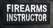 FIREARMS INSTRUCTOR EMBROIDERED 4 INCH HOOK FASTENER PATCH (WHT/BLK)