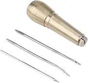 3 Needles Sewing Awl with Copper Handle, Tailors Awl, Vintage Crochet Hand Stitcher Shoe Repair Tool, Leather Shoe Repair Tool