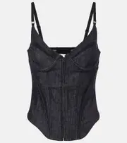 [Mugler] Mugler Mesh-trimmed denim corset AU 18 black