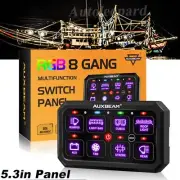 12V Marine Boat Switch Panel 8 Gang RGB On-Off Control Car Light Bar Truck Strip (for: Jeep)