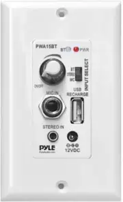 Pyle Bluetooth Receiver Wall Mount In-Wall Audio Control Receiver