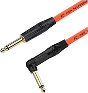 ROBAUN Instrument Guitar Cable 6.35mm TS Jack Cable 1/4 Inch Straight to Right Angle Electric Bass Guitar Cord for Keyboard(BK-Orange,25m)