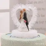 新郎新娘蛋糕裝飾人偶西式婚禮公仔手辦烘焙，婚慶擺件情人節禮物