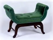 Handmade u-shaped arm bench green velvet