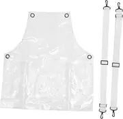Happyyami Adjustable Transparent Hair Stylist Apron Tpu with Cross Strap for Salon Home Shop and Restaurant Use Lightweight Durable for Men Women