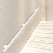 White Stair Handrail, Wall Mounted Staircase Banister with Metal Brackets and Screws, Safety Anti-Slip Stair Rail for Indoor Loft Corridor, Modern(16ft/480cm)