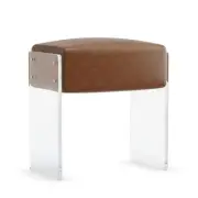Leather Vanity Stool Chair, Modern Ottoman and Foot Rest with Leather and