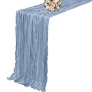 90 x 300cm Cheesecloth Long Table Runner with Boho Rustic Gauze-Blue