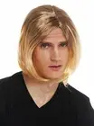 Wig Men's Smooth Parted Schlager-Sänger Schönling Braun Blonde Ombre