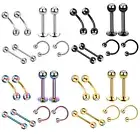 8pcs Clear Gem Body Piercing Jewellery Barbell Ring Labret Stud BCR Belly