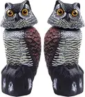 2 Pack 15 Inch Fake Owl Decoys Rotating Head Outdoor Garden Scarecrow Statues