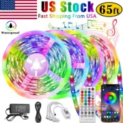 65Ft LED Strip Lights 5050 Music Sync Bluetooth Remote Room Light Waterproof Kit