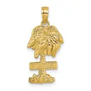 14k Yellow Gold ST. GEORGE Palm Tree Pendant Charm