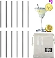 12 Pack 4.7 Inch Extra Short Metal Cocktails Straws, Reusable Stainless Steel Smoothie Drinking Straws with Cleaning Brush for Coffee Mugs, Small Glasses or Cups