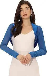 [Allegra K] Women's Satin Bolero Cardigan Elegant Business Open Front Crop Shrugs
