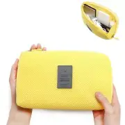 Portable Data Cable Storage Bag，Earphone Wire Organizer Case Travel yellow