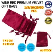 Wine Red Premium Velvet Pouch Drawstring Soft Bags Wedding Gift Jewellery Pack