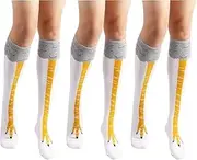 [GoFunway] Cartoon Chicken Legs Socks Crazy Funny Chicken Feet Socks Claws Over The Knee High Socks Chicken Leg Socks for Women, Calf socks - White, One size