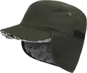 [N\X] Men's and women's winter hats waterproof and eaves plush inner lining warm earmuffs hats artificial fur men and women ski baseball caps 56-60cm ArmyGreen