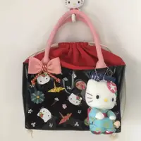 在飛比找蝦皮商城精選優惠-中古hello kitty和風漆皮束口手提袋復古kitty千