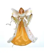 KURT ADLER 16" UL 10-LIGHT CREME & GOLD ANGEL CHRISTMAS TREE TOPPER UL2216