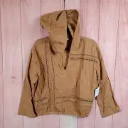 O'Neill Womens Chipmunk Renata Woven 3/4 Sleeve Hooded Top Size Medium