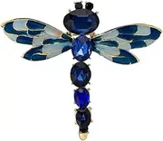 [A N KINGPiiN] Mens Black Eye with Royal Blue Stone Metal Dragonfly Brooch Lapel Pin, Brooch Suit Stud, Shirt Studs Men's Accessories