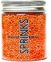 Sprinks Nonpareils Orange 85g | Edible Cake | Cupcake Decorating | Fun for Cakes | Perfect for Ice Cream | Cookies | Easy Access Jar