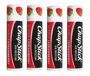 x4 CHAPSTICK CLASSIC STRAWBERRY LIP BALM, 0.15 OZ