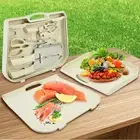 8x Kitchen Knife Set Wheat Straw Vegetable Board Set Scissor Sharpener