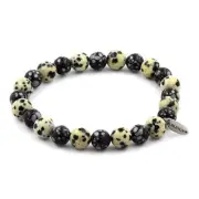 Beads Bracelet Obsidian Snowflake Snow + Jasper Dalmation