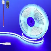 Clearhill 12V COB 480LED Strip Lights,9.84FT/3M（No Power Supply）,Blue,480LEDs/M,with 5521DC Female Connectors,8mm Width,IP20,for DIY Home Indoor Decoration