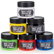 Fabric Screen Printing Ink Set, 4-Ounce Permanent Fabric Paints for T-Shirt a...
