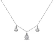 3 Station Necklace with 1/5ct of Diamonds in Sterling Silver