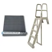 Main Access Large Step Ladder Guard Mat with Smart Choice Incline Pool Ladder