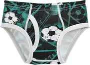 [Joisal] Ball Paddles Cute Boys' Underwear Tag Free Briefs for Boys, Geometric Football Textile, 4 Years