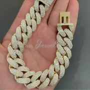Men's Round VVS1 MOISANNITE Cuban Link Bracelet REAL 925 Sterling Silver