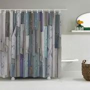 Catzon Vintage Wooden Printed Shower Curtains Bathroom Decor Accessory-6