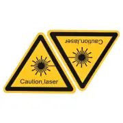 Triangle Laser Caution Warning Sign Yellow with Black Words 100mm 2PC