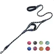 Love Dream 5 FT/6 FT Strong Dog Leash with Comfortable Padded Handle, Traffic Padded Handle, Highly Reflective Threads Dog Training Leash for Small Medium Large Dogs (6 FT, Black)