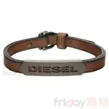 在飛比找遠傳friDay購物優惠-DIESEL飾品 DX1000060 咖啡色真皮男性手環