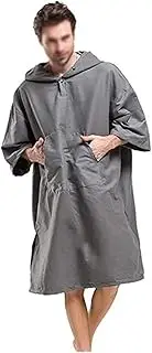 Outdoors Changing Robe Poncho Towel, Beach Towel Wrap Portable Quick-Drying Multi-Conversion Bathrobe Beach Diving Cloak Sport Robe (Color : Gray, Size : One Size)