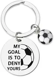 [YALLNASL] Soccer Player Gifts Keychain for Women Men Soccer Goalie Gifts Keychain for Friend Birthday Gifts for Son Daughter Football Soccer Lovers Gift Ideas My Goal Is To Deny Yours Soccer Keychain