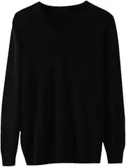 [Zadaos] 100% Solid Cashmere Sweater Men's Pullovers Spring Autumn V-Neck Tops Knit Jacket Black S